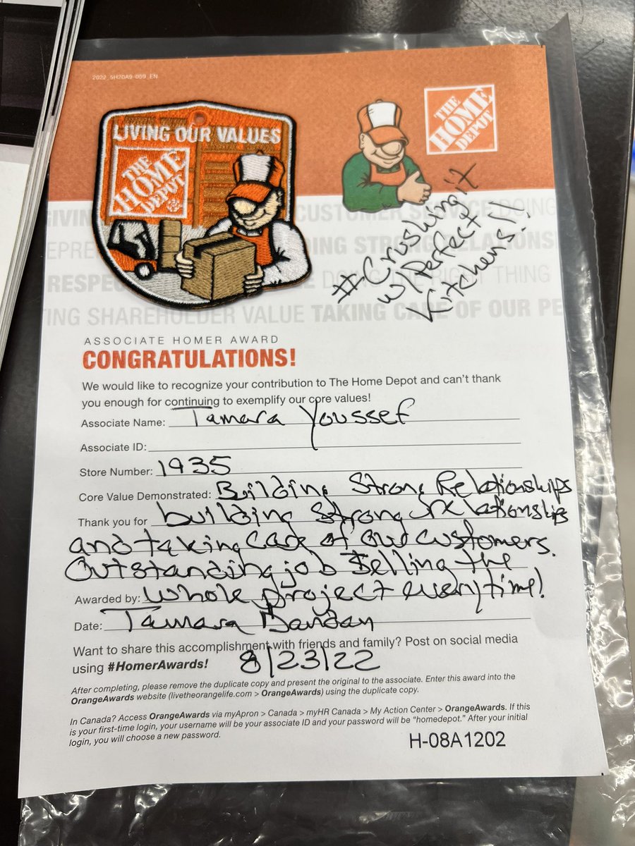 These awards are always the most meaningful, especially when it comes from my specialty district manager!! 🧡

Thank you <a href="/THDDandan/">Tamara Dandan</a> <a href="/LuisV1901THD/">Luis E Valtierra</a> <a href="/1935The/">ChiRidge1935</a>