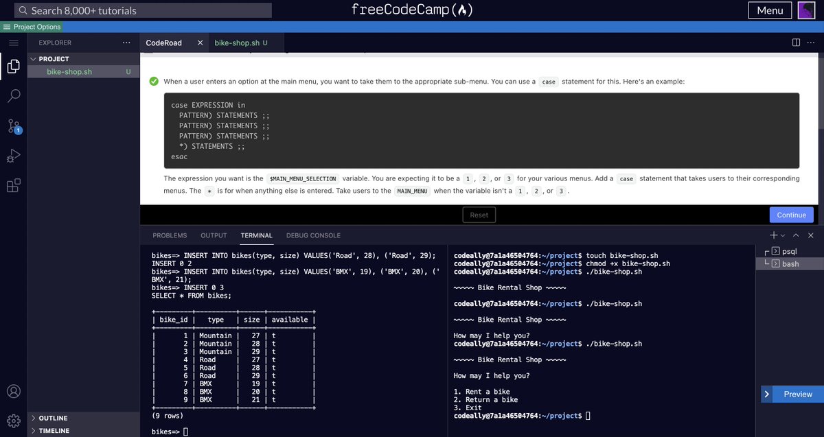hisahitomx's tweet image. Practicing bash and SQL by Building a Bike Rental Shop 💻🫡
#freeCodeCamp #PSQL