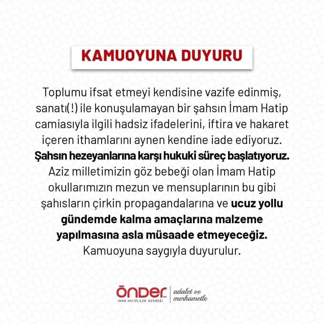 Çıplaklığı medeniyet sayan,sapkınlara sahnelerden destek çıkan sanatçı müsveddesi kalkmış İmam Hatiplilere sapık diyor.Haddini aşan cümleler sarf etmeden önce aynaya bakarsa, teşhircilikte sınır tanımayan asıl sapığı görecektir. 
#HaddiniBilGülşen
#Terbiyesiz
#Gülşentutuklansın
