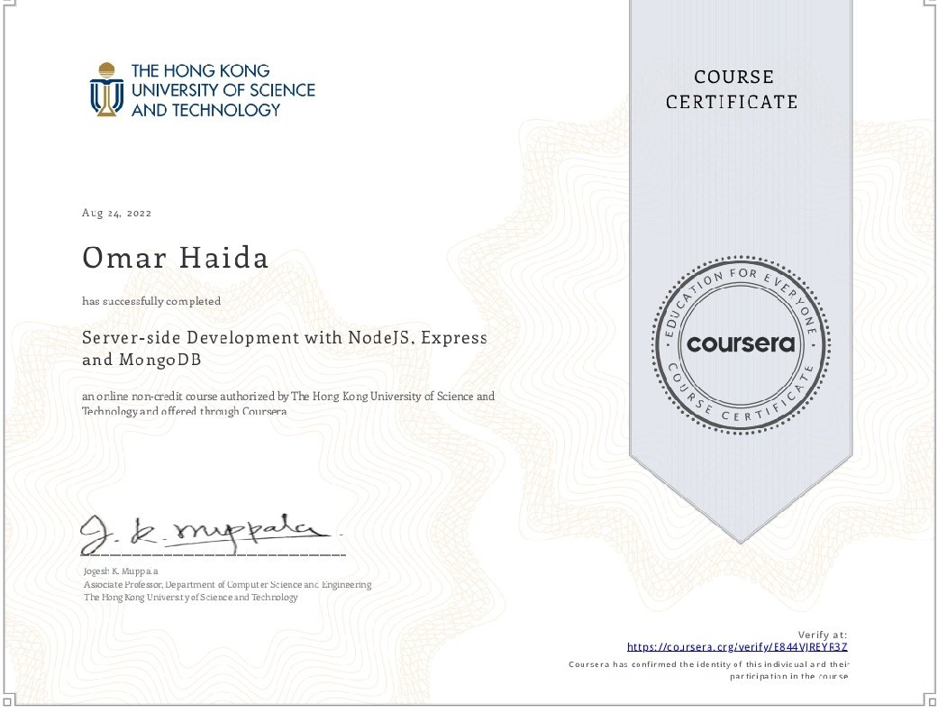 S0nG0ku_H's tweet image. I completed Server-side Development! Check out my certificate
#Coursera #Server_Side #Express #Node #MongoDB
