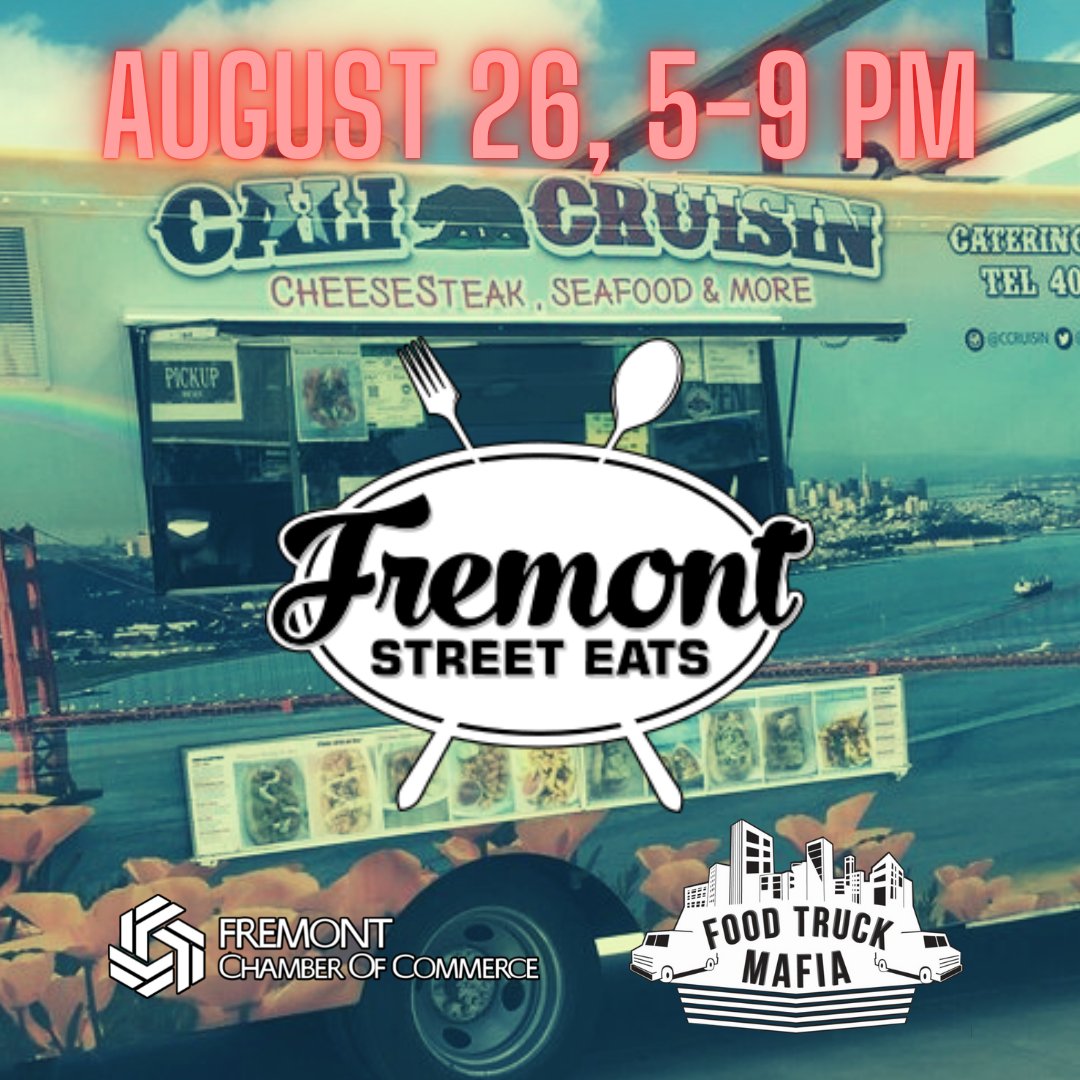 Fremont Street Eats on Friday! 
Location: 3500 Capitol Ave, Fremont
Date: Aug 26
Time: 5-9 pm
<a href="/foodtruck_mafia/">The Food Truck Mafia</a> <a href="/Fremont_CA/">City of Fremont, CA</a> <a href="/ADalugdug/">DJ Aaron Dalugdug</a> <a href="/FremontBusiness/">Fremont Chamber</a> @Fremont4Biz