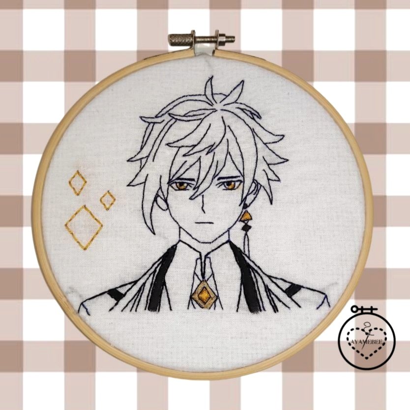 Ayame_leaf's tweet photo. Terminado bordado del Arconte Geo Zhongli. 🪡🌸DISPONIBLE🌸🪡 Se pueden consultar precios a través de DM (hay más contenido en mi Instagram @ayamebee_) 
•
•
•
#zhonglifanart #zhongli #GenshinImpact #Genshin #bordados #handmadewithlove #handmade https://t.co/JxXwPmrtOi