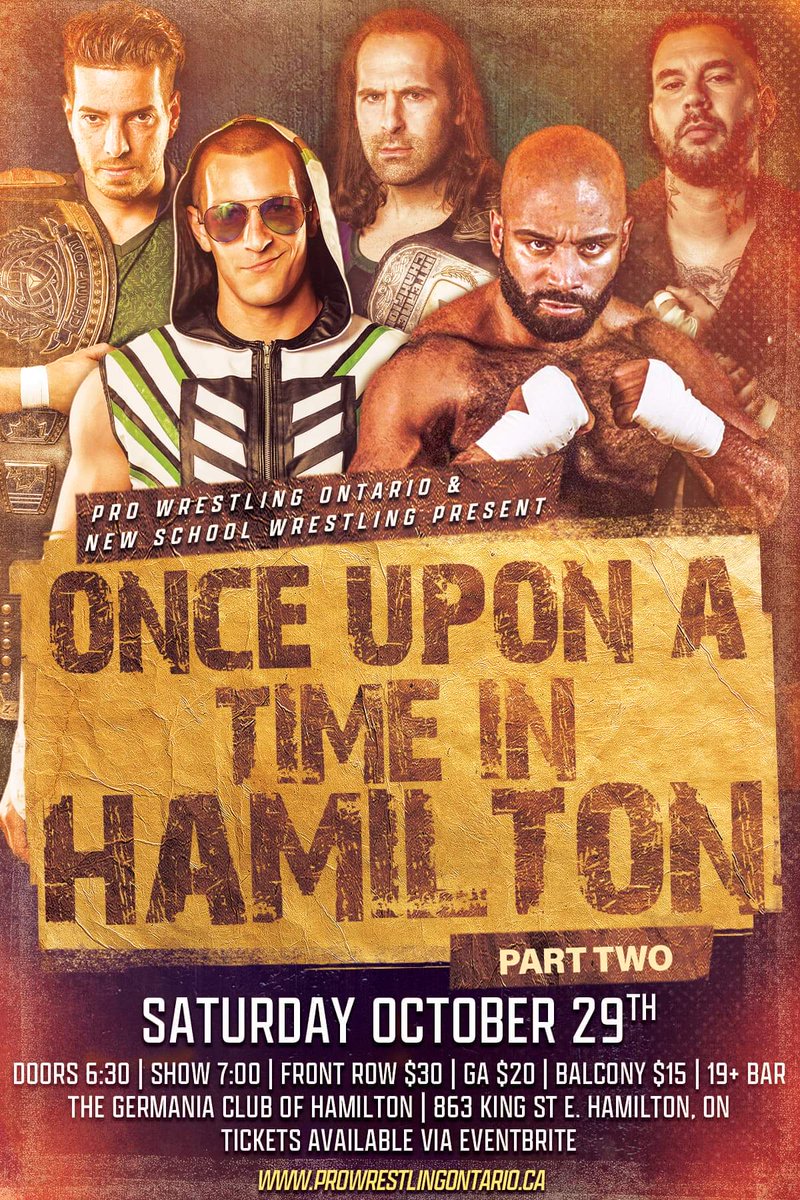 NSWisBACK's tweet photo. Saturday October 29th at #TheGermaniaClubOfHamilton @MrLiamWorldWide & @DallasDtown_ square off to find out who will be The #InauguralSouthernOntarioChampion
More announcements for #OnceUponATimeInHamiltonPartTwo coming soon!
Tickets are on sale now via Eventbrite #PWO #NSW https://t.co/lPDMwaMFSc
