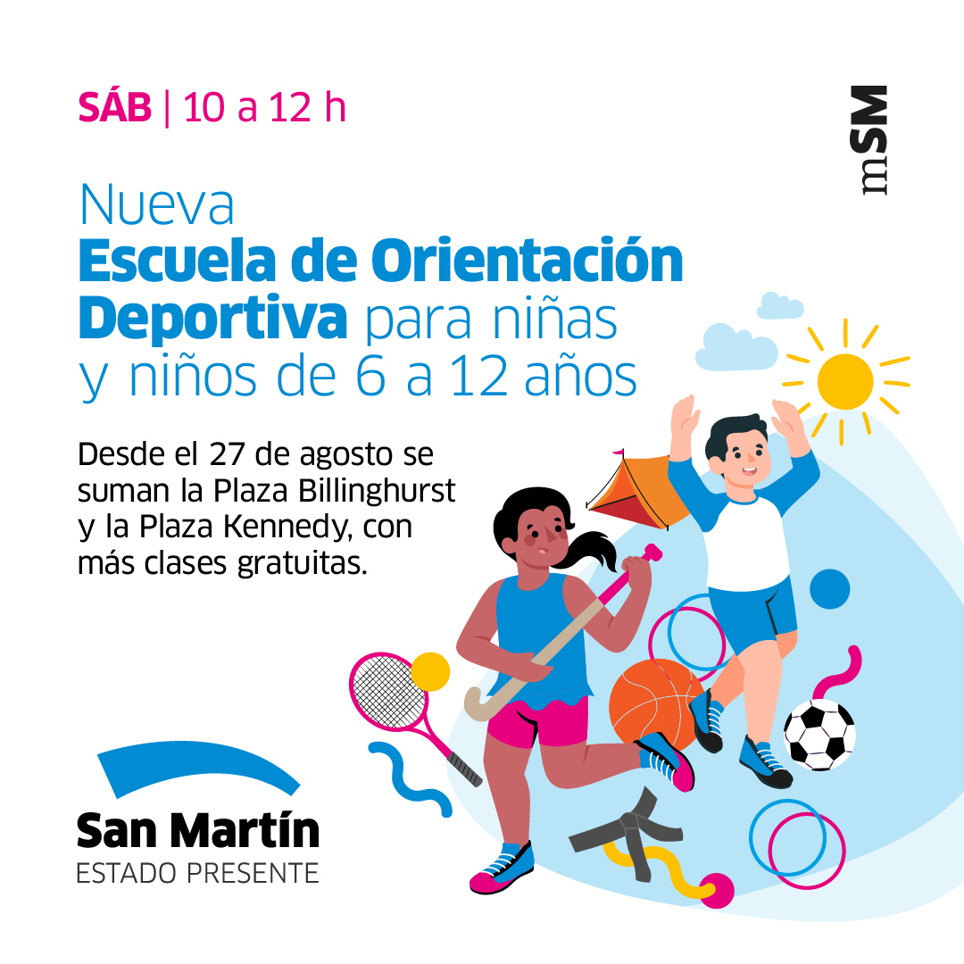 🏀🏐¡La Escuela de Orientación Deportiva llega a las Plazas Billinghurst y Kennedy!

Este sábado 27 empiezan las clases gratuitas de distintos deportes y actividades para niñas y niños de 6 a 12 años.

📲Inscripciones: bit.ly/3TrtW8n
O ese mismo día en las plazas.