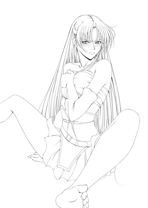 今日の一枚も昔描いた #ワーズワース の18禁同人漫画「がんばれシャロンちゃん3」の表紙の作業中の画像。
今回は差分の足を開いた物ですね。
服とブーツを脱がしてるので普段見ない構成になってますね。
全脱衣式は色んな組み合わせが出来るので楽しい。🙂
デメリットはそれぞれの服装と主線の干渉…😖 