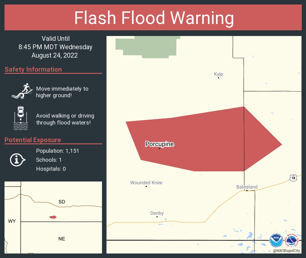 NWS Rapid City on Twitter "Flash Flood Warning including Porcupine SD