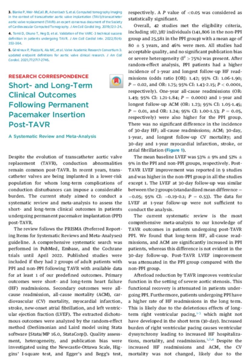 Pacemaker rate post-TAVI varies enormously in the literature, from &lt;5% to ~20%. Influencing factors include SE vs BE valve, operator/centre experience with valve &amp; pre-TAVI ECG

Vital to sort this issue out before planning to offer TAVI to younger and younger patients imo