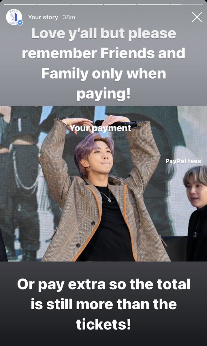 SoCalARMYs's tweet photo. Friendly reminder that the prices in the form are the ticket prices! We are not making a profit from this! Do not pay as G&amp;S unless you remember there’s a fee! https://t.co/uiIINkuSo4