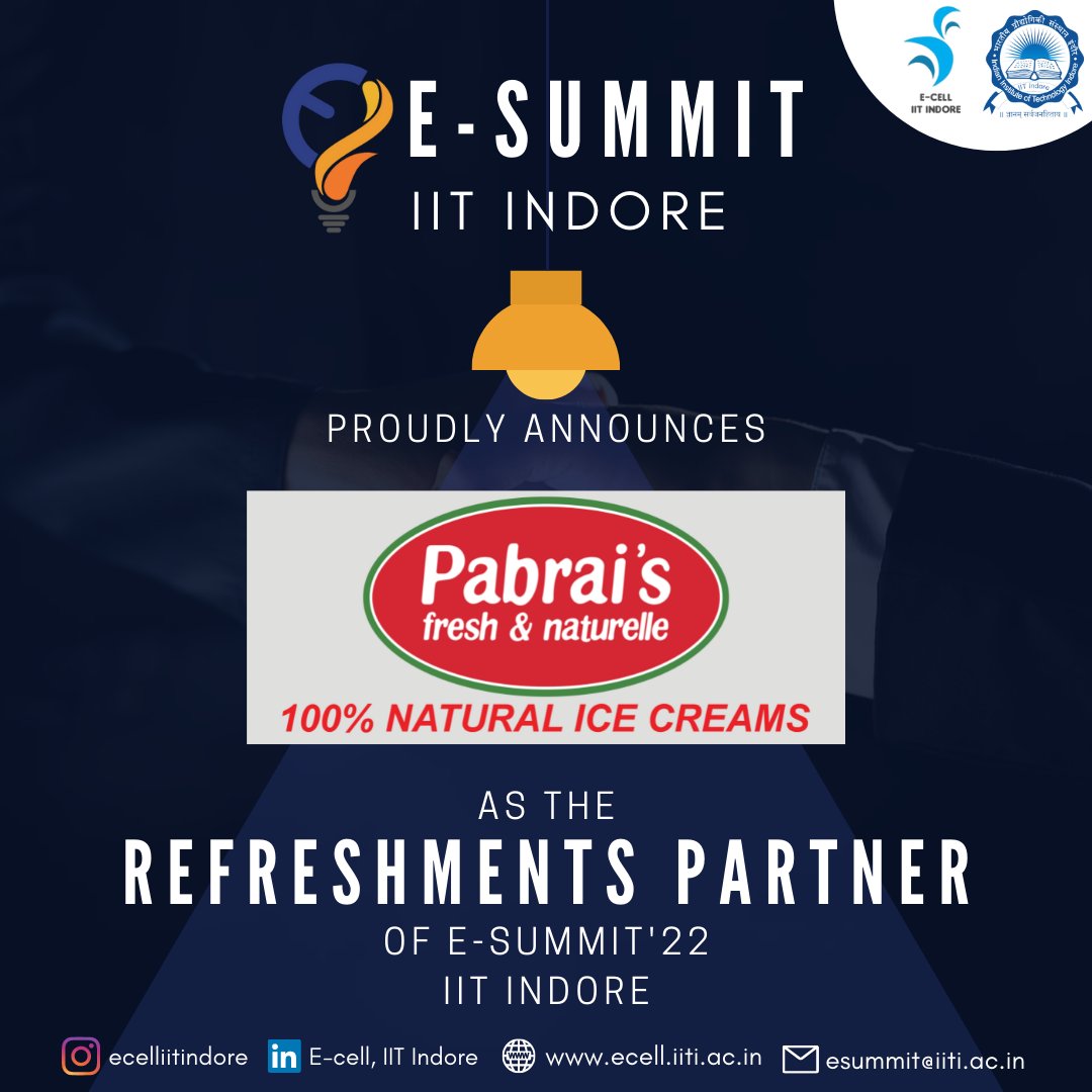 ecell_iiti's tweet photo. What's more refreshing than a good ice cream after a tiresome day?

We proudly announce 'Pabrai's' as our refreshment partner.

The Pabrai Family, the Indian Ice Cream Manufacturing Industry started in 1985 is one of the most prominent manufacturers of ice creams. https://t.co/J0tJvFwc0o