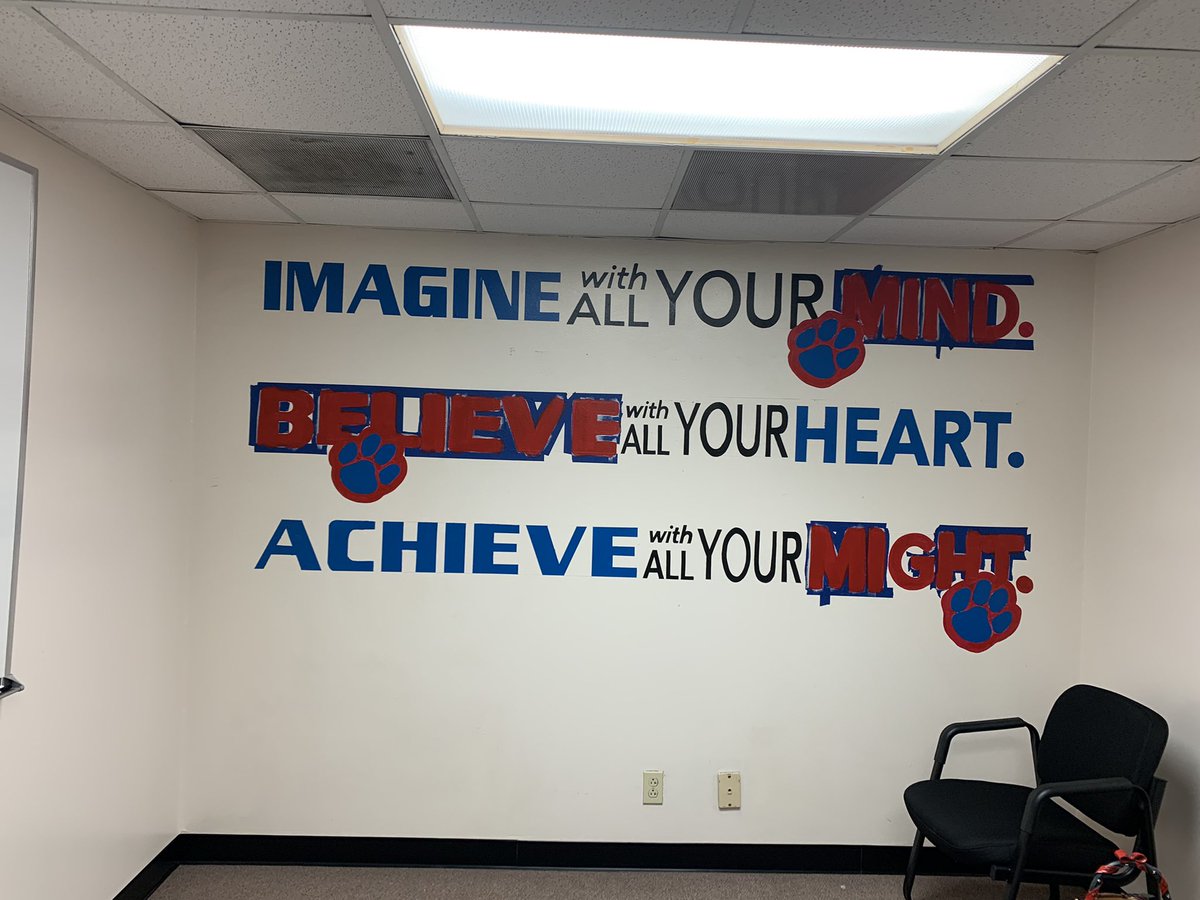 TBradleyMurals's tweet photo. The rain kept us away from @DavilaDolphins today, so we popped over to @KateBellES for a couple of projects in their admin office &amp; conference room, safe from the rain! https://t.co/5YoicPgBhc