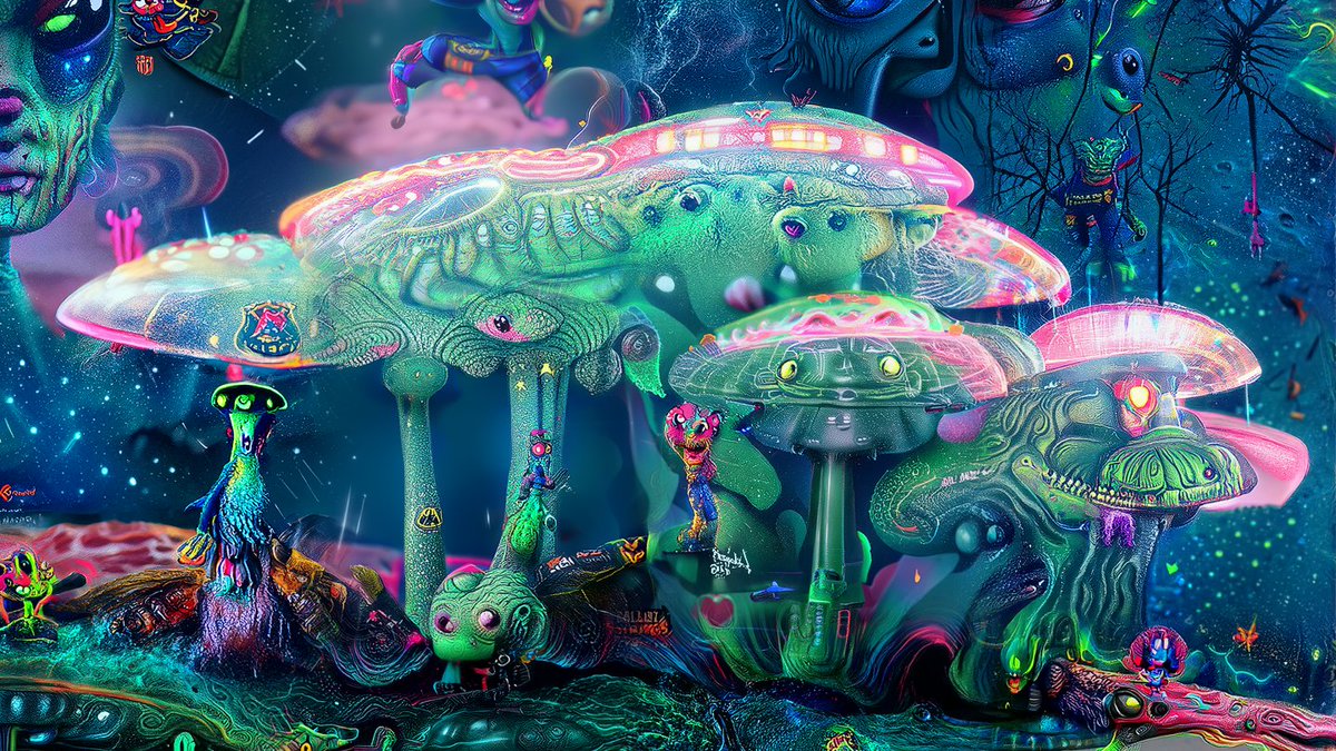 marcotic12's tweet photo. *Trippy Mushrooms*
Base image was textured with help of #AI 
on Auction for #tezos  here:https://t.co/gU2ZVBjPqp
#cryptoart #ai #trippy #mushrooms #shrooms #psychedelic #tezosart https://t.co/RTFHwgXbpb