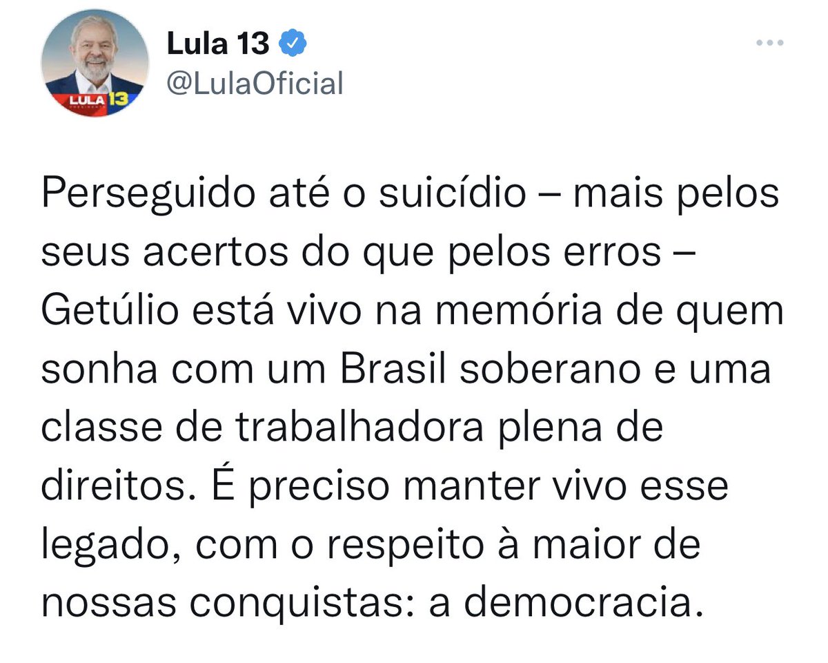leiatheinvestor's tweet photo. Elogio a Getúlio 🤝 Defesa da democracia https://t.co/QH2qCMHHUl