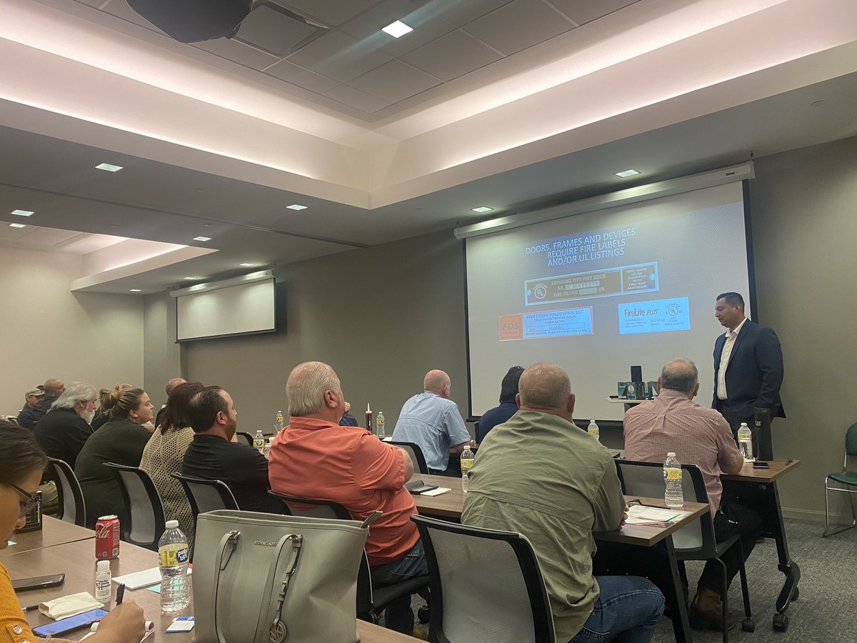 amandaS1023's tweet photo. Fire Safety training for Healthcare Facilities professionals in San Angelo today. Representatives from multiple healthcare systems across several Texas cities came out today to refresh their knowledge on proper fire stopping and the basics of fire doors. @tahfm REGION 8 https://t.co/gdTCG77rH4