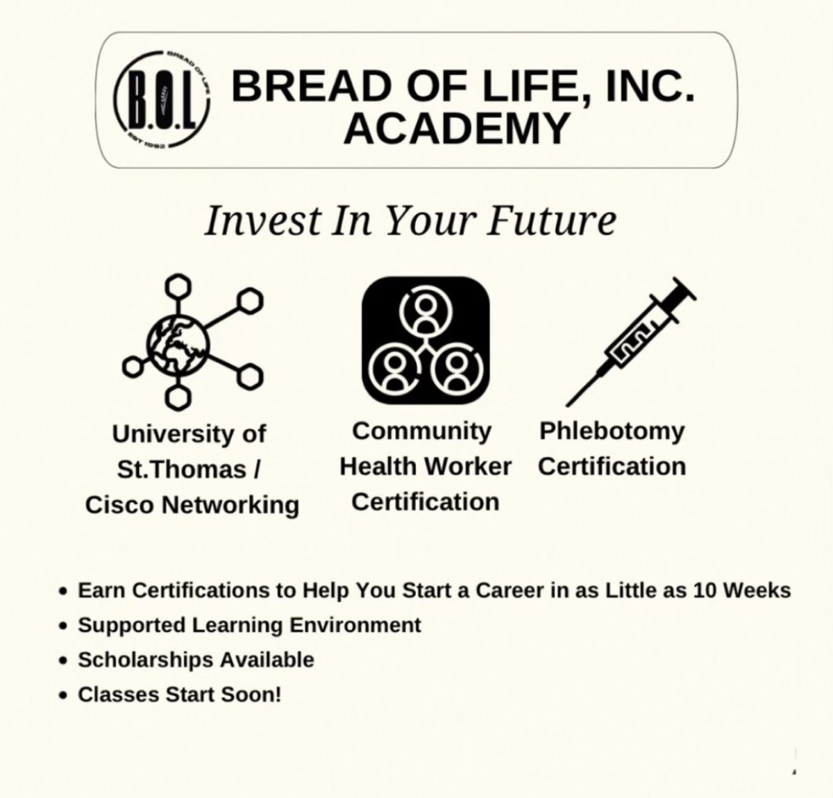 Hey Family! There are 15 spots left for this quarter!!! There will be a second session in October! If you are interested in attending, please email gabbymtz@breadoflifeinc.org
✨🙏🏽🧡