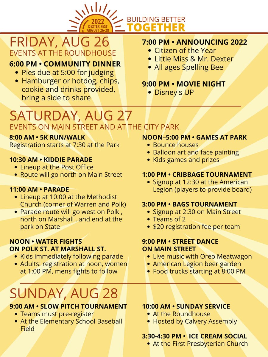 JoyNealKidney's tweet photo. This weekend: Dexter Fest!
The Dexter Museum will be open from 9-1 on Saturday,
as well as from 1-3 Sunday afternoon!
#dexteriowa #onehorsetown #dextermuseum #waterfights #roundhouse #spellingbee #streetdance #foodtrucks #sundayservice #icecreamsocial #parade https://t.co/39gAvZB9lC