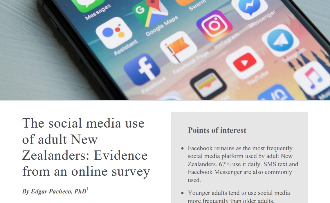 edgarpachecob1's tweet image. Our preprint explores #socialmedia use among adult New Zealanders based on survey data. Implications for #digitalinclusion and #DigitalTransformation. 
@InternetNZ
Topline: There is still a big gap of social media use among age groups.  
Read: doi.org/10.6084/m9.fig…