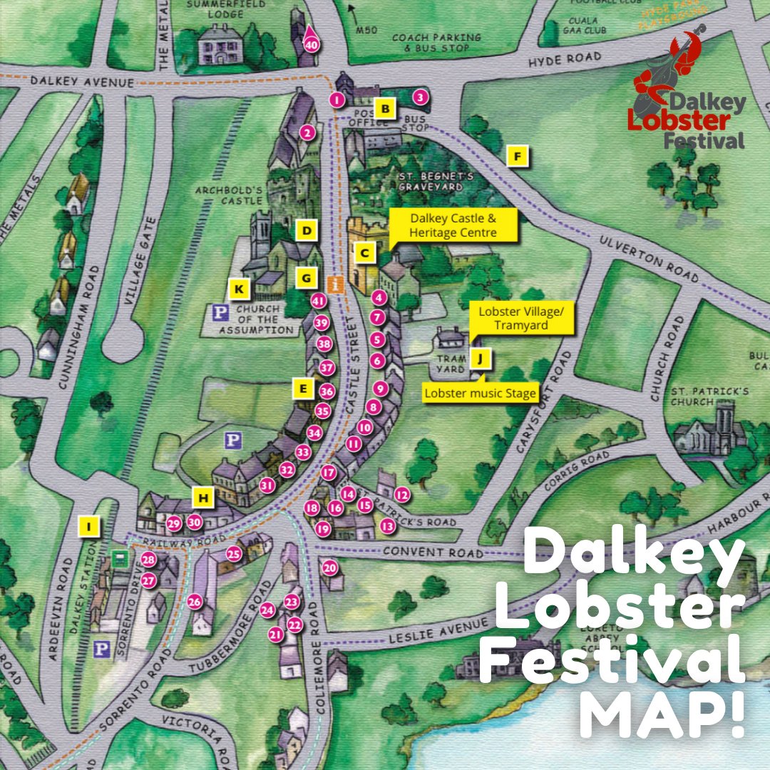 DalkeyLobster's tweet photo. Wondering where our various events will be held?
We've got a detailed #DalkeyLobsterFestival map and list of acts and events at https://t.co/9703V3cZ4r. 

Our Main stage LIVE Demo events will be taking place at the #LobsterVillage at @TramyardDalkey. https://t.co/Z2xBRW5HRj