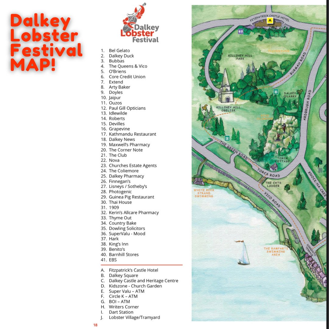 DalkeyLobster's tweet photo. Wondering where our various events will be held?
We've got a detailed #DalkeyLobsterFestival map and list of acts and events at https://t.co/9703V3cZ4r. 

Our Main stage LIVE Demo events will be taking place at the #LobsterVillage at @TramyardDalkey. https://t.co/YxZ6qj4Gp5