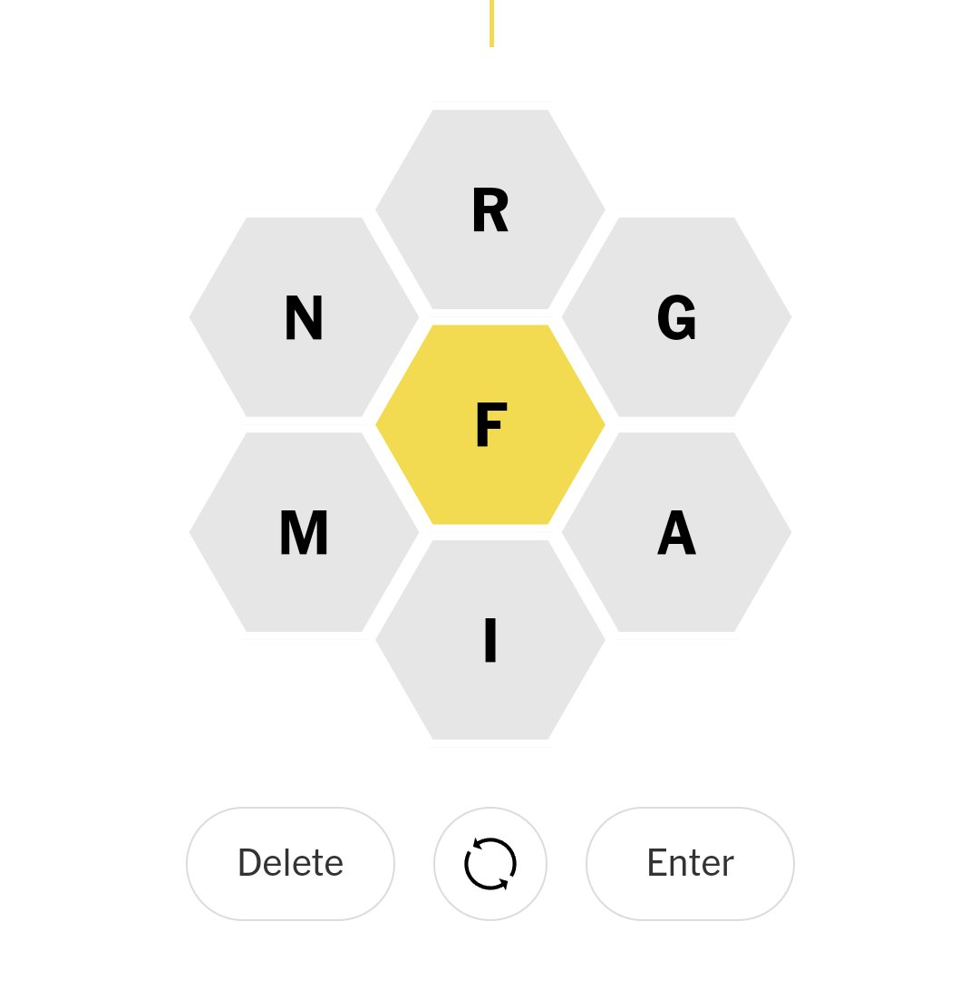 365DayDL's tweet photo. Any other Spelling Bee playing pharmacists immediately try to solve the puzzle by typing Fragmin? https://t.co/sMD15q3gmk