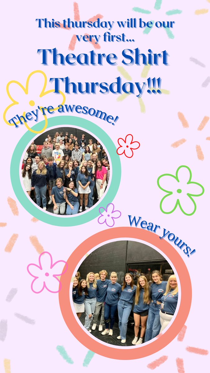 GHSTheatre1574's tweet photo. This Thursday will be our first weekly Theatre Shirt Thursday! Make sure to wear yours tomorrow!!! #theatreshirtthursday #mustangpride #grapevinehighschool #socool https://t.co/Cv63Ixvbg6