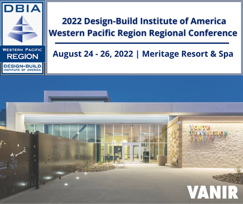 VanirCM's tweet photo. #WeAreVanir is excited to attend the 2022 @DBIAnational Western Pacific Region Regional Conference and Awards Program at the #MeritageResort and Spa in #Napa, August 24 - 26, 2022. #DBIA #ConstructionManagement https://t.co/ragmUGp88z