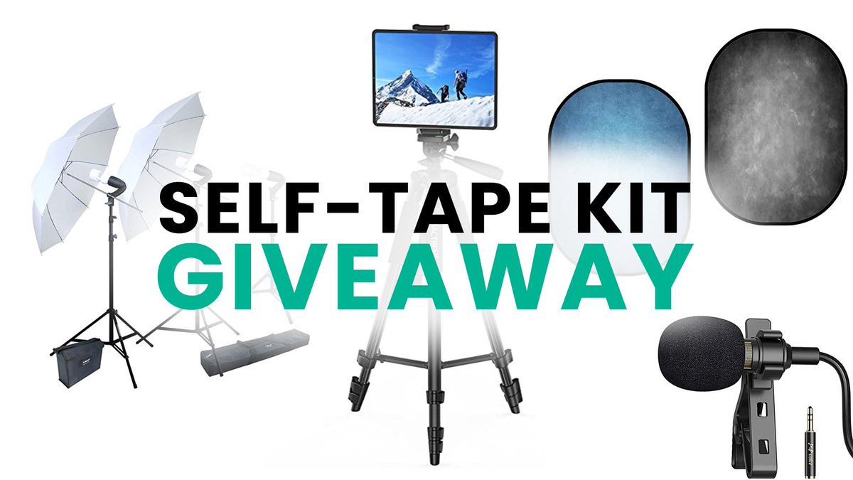 SELF-TAPE KIT GIVEAWAY! - iPhone / iPad Tripod - Portrait Studio Lighting - Large Pop-Up Backdrop - Lapel Smartphone Microphone To enter to win: 1. Like this tweet 2. Retweet 3. Sign up for my newsletter: dreamreachmedia.com/newsletter/ Winner will be announced in just 4 weeks!