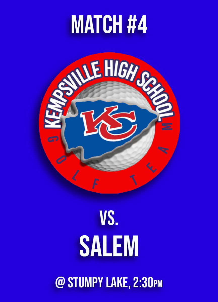 GolfKempsville's tweet photo. Our Chiefs are headed back out on the links tomorrow in the 4th golf match of the season, this time against Salem at Stumpy Lake. The weather looks like it will be mild all day, too! Warmup begins at 1:30, tee times will begin at 2:30. #chiefgolf #stumpylake https://t.co/Aao2JR5oNX