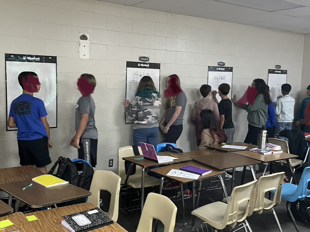 Harrell_Science's tweet photo. Ss talking about math & learning to problem solve & be mathematicians everyday. #ThinkingClassroom #mtbos #7thgrademath #7math https://t.co/FOCypfREor
