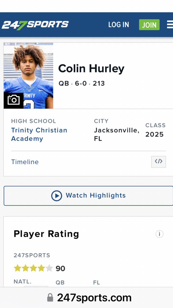 Honored &amp; humbled to be rated a 4⭐️ QB by <a href="/247Sports/">247Sports</a>‼️

<a href="/TC_Jax_Football/">TrinityChristianFB</a>
<a href="/AthleticsTca/">TCA Conquerors Athletics</a>
#2xStateChamp🏆
#FL2AOPOY👇🏾