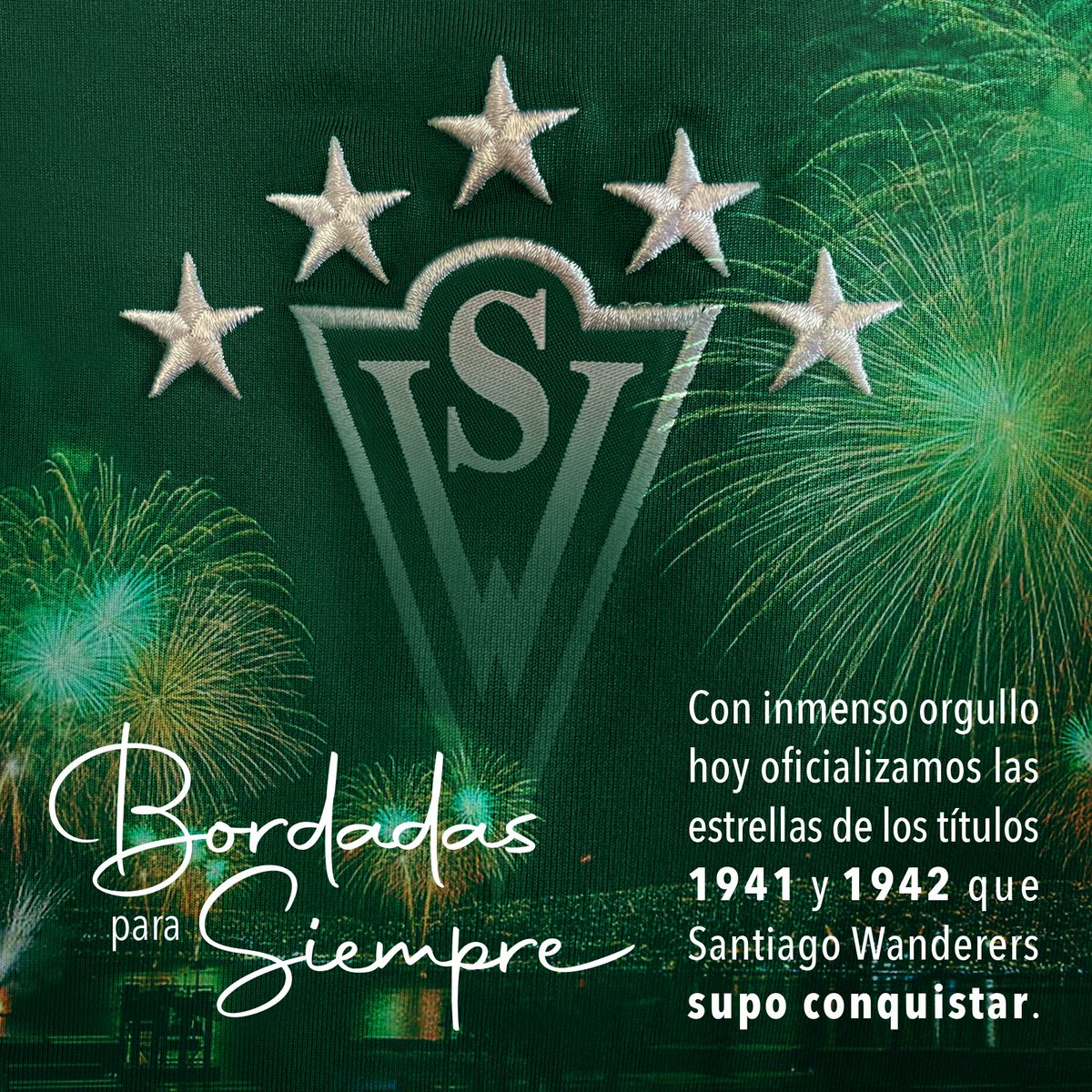 swanderers's tweet photo. ¡Bordadas para siempre! Con gran orgullo finalmente podemos oficializar las ⭐️ del 41 y 42, que SW supo conquistar en cancha y que a partir de hoy formarán parte de nuestra #HistoriaViva tras la ratificación de la Federación de Fútbol, en un acto de merecida justicia deportiva https://t.co/JUSflMY8ps