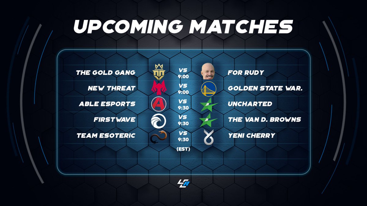 LCABroadcasting's tweet photo. Tonight's matches covered by LCA! 🚨
⚔️ @TheGoldGang
VS
⚔️ #ForRudy
🎙️ @Deprivee_
⚔️ @NewThreat
VS
⚔️ #GoldenStateWarriors
🎙️ @PiNGCasts
⚔️ @AbleEsports
VS
⚔️ #Uncharted
🎙️ @Kamaka_18
Streams are linked in replies below! ⬇️
1/2 https://t.co/EGz7R2udYG
