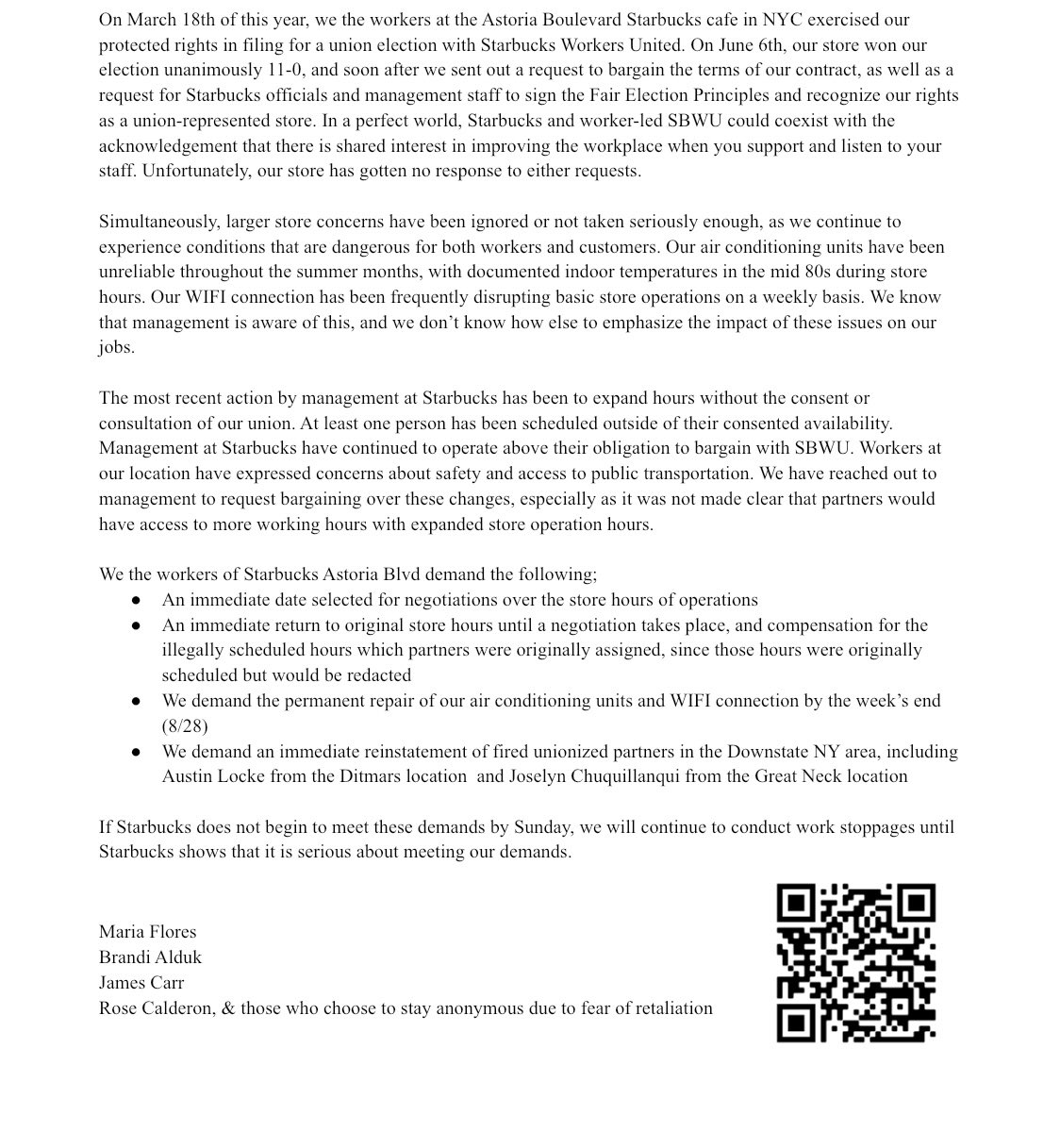 Astoria Blvd SBWU on Twitter "This was our list of demands for today’s action! https//t.co