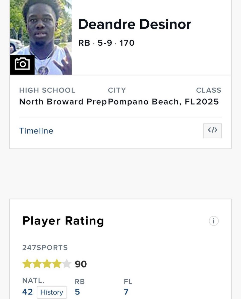 1deandredesinor's tweet photo. Extremely Blessed to be a 4⭐️ Running Back via. @247Sports https://t.co/UXHUhyIrcP
