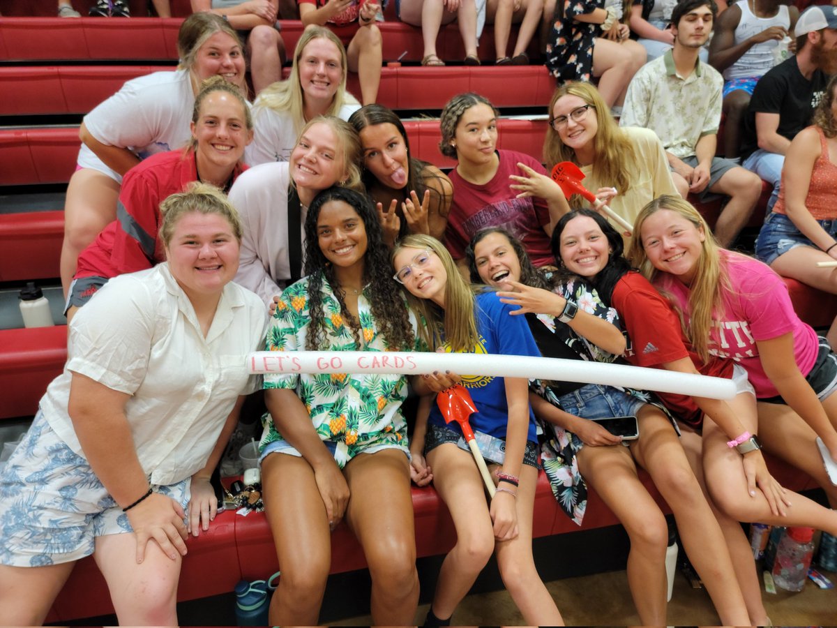 The <a href="/LabetteCards/">Labette Cardinals</a> student section looking festive tonight 🌺