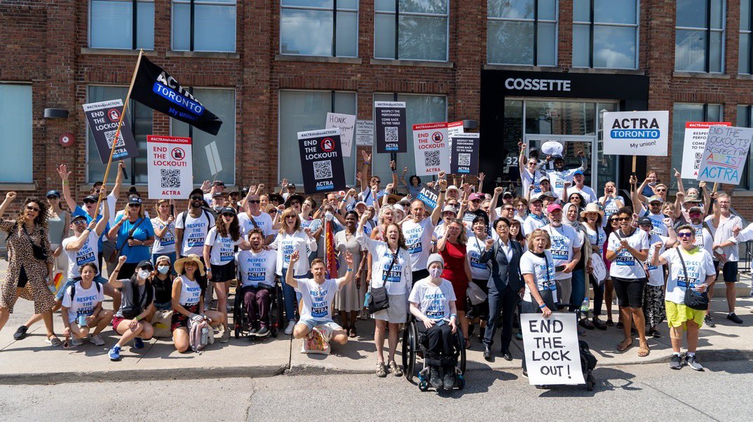 kristynwongtam's tweet photo. Proud to support @ACTRAToronto in their fight to end the lockout of workers. Fair wages, workplace safety and basic respect are low bars to meet.   All workers including those in gig deserve so much more than @cossette is giving them. #ACTRATakesAction https://t.co/Z8U1e8Xpae