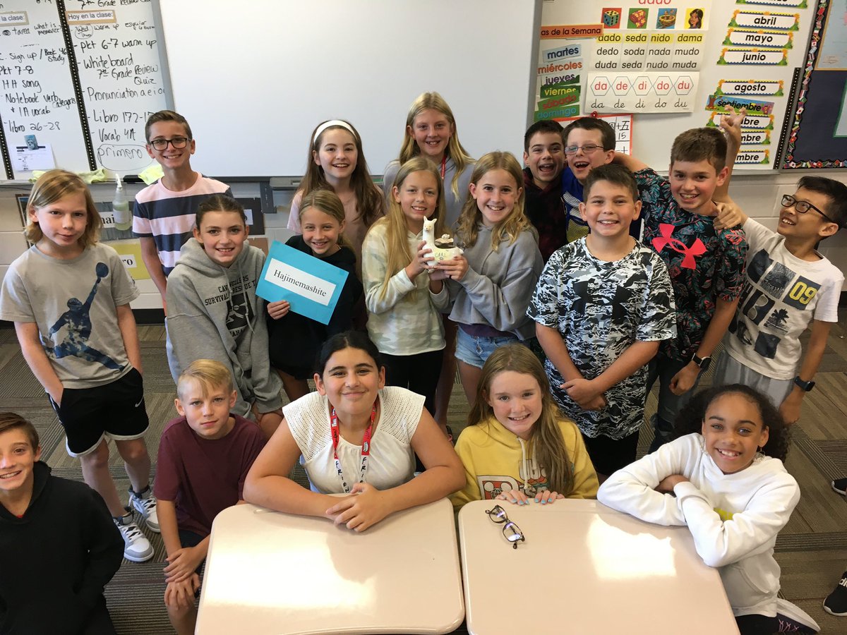 ElkhornPS_ERMS's tweet photo. Hajimemashite means nice to meet you in Japanese. Fun in Espinoza's Japanese class! #EPSAchieves #WeAreRidge https://t.co/qcn7M8kGqJ