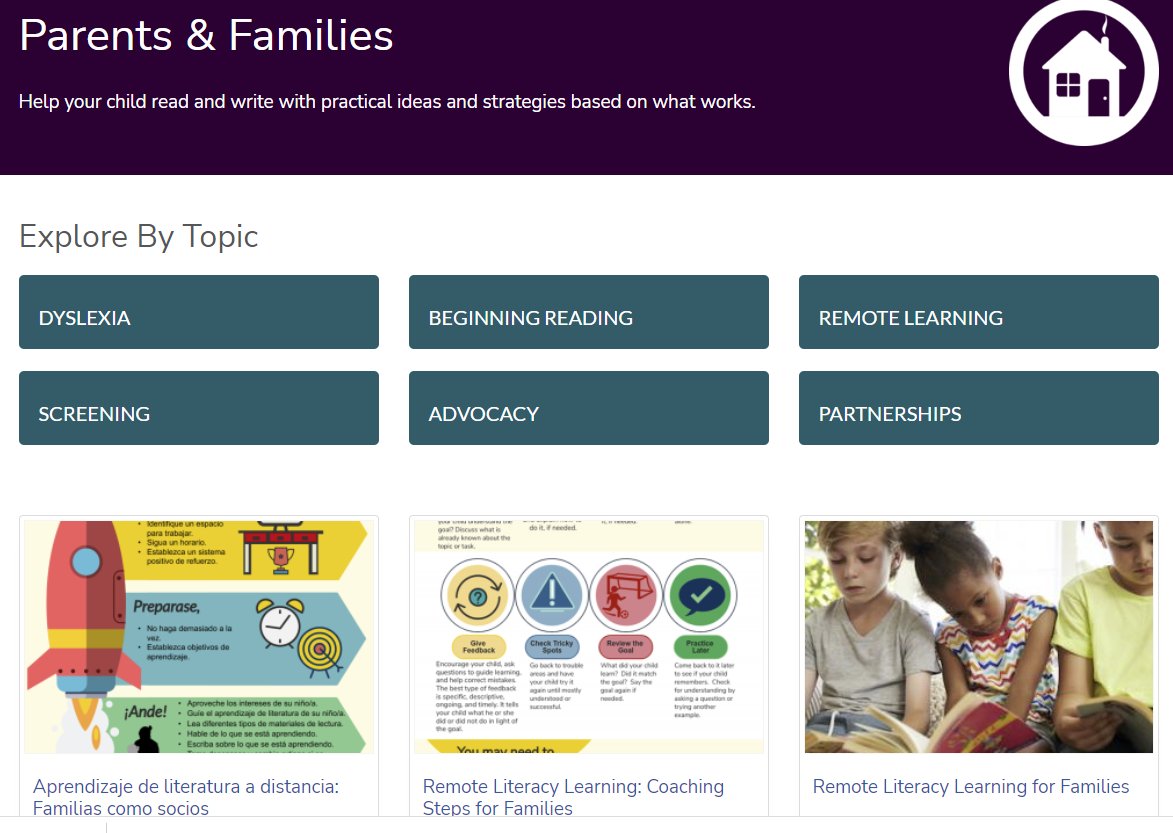 Are you a parent or family member of a child who struggles with reading? You can find all of our resources and more, organized by topic, on our Parents &amp; Families Page #literacy #dyslexia #advocacy improvingliteracy.org/family