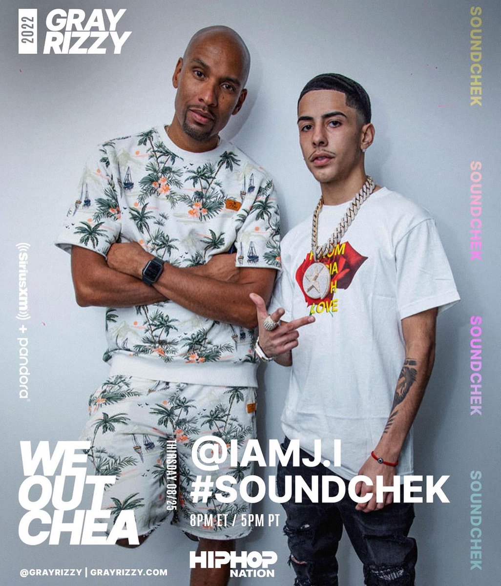 GrayRizzy's tweet photo. Back 2 Back specials Thurs 8/24 (2moro) on @SIRIUSXM!
#JIThePrinceOfNY x #SoundChek
@HipHopNation 8p ET / 5p PT
@joeyBADASS x #AlbumSnapshot
@Shade45 9P ET / 6p PT
Listen on the SXM app! #WEOUTCHEA π― https://t.co/TRU8pHcfK7