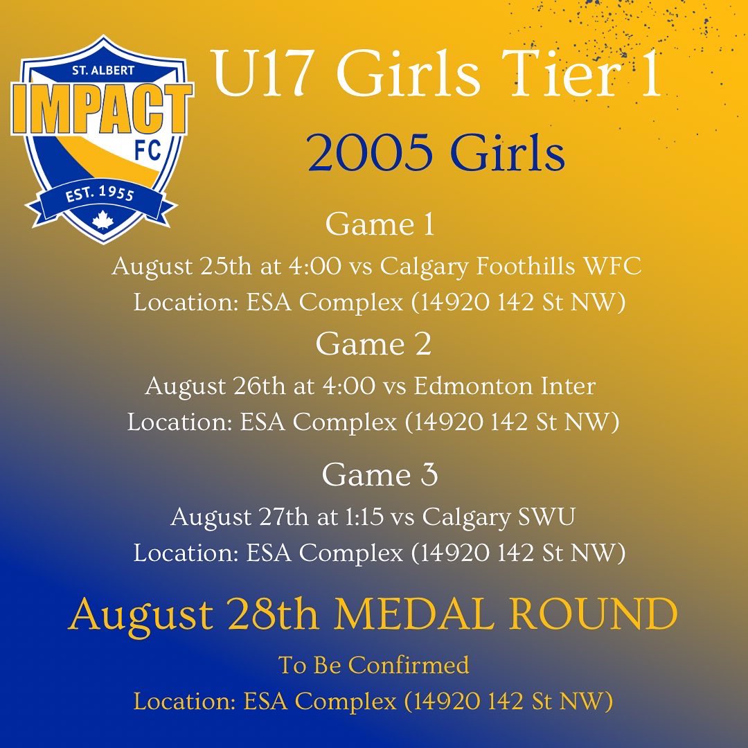 SASA_Impact's tweet photo. Clear your schedule Impact Fam! We’ve got 4 teams competing at Tier 1 Provincials this weekend and they need our support. Come out and Cheer Loud! #GoImpactGo #BlueCrush #LetsGo https://t.co/FLPtSiZk9S