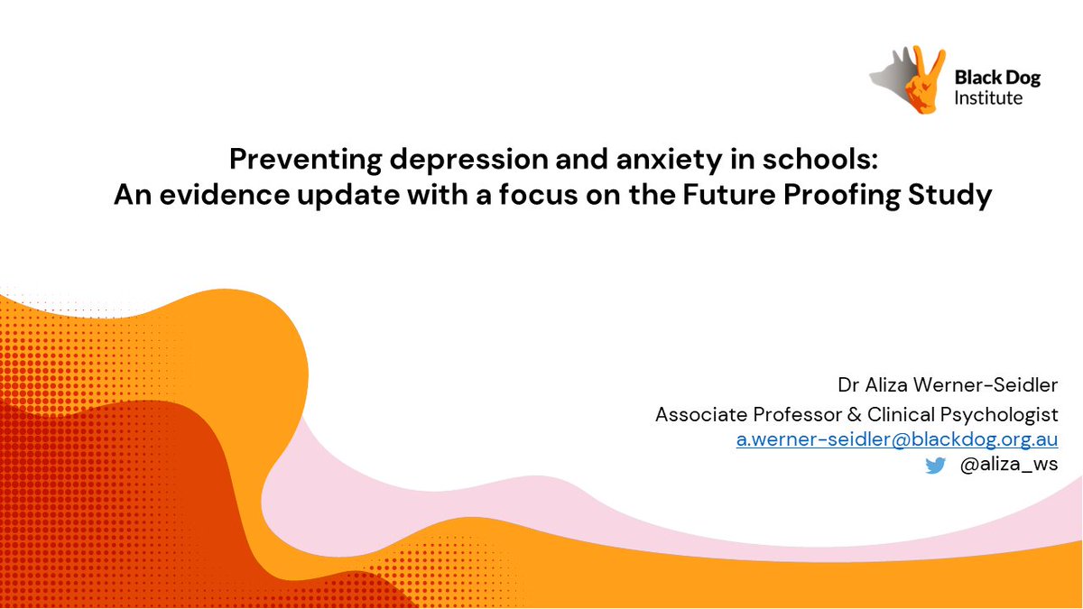 jenlhudson's tweet photo. Our first keynote speaker @blackdoginst @AustPsych #mentallyhealthierschools conference @alizaws  says "We can prevent anxiety and depression in students in schools BUT we need to look to the science when choosing school mental health programs, as some do harm." https://t.co/MJwj9wfSJc