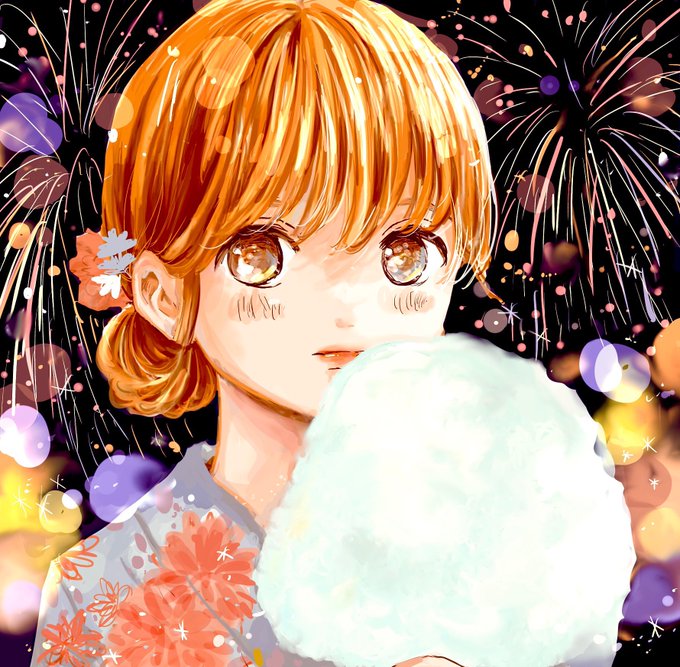 「cotton candy hair flower」 illustration images(Latest)