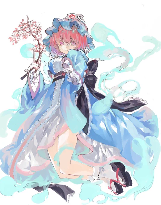 絵チャの産物、東方のゆゆ様。水色とピンクの親和性が不思議。 