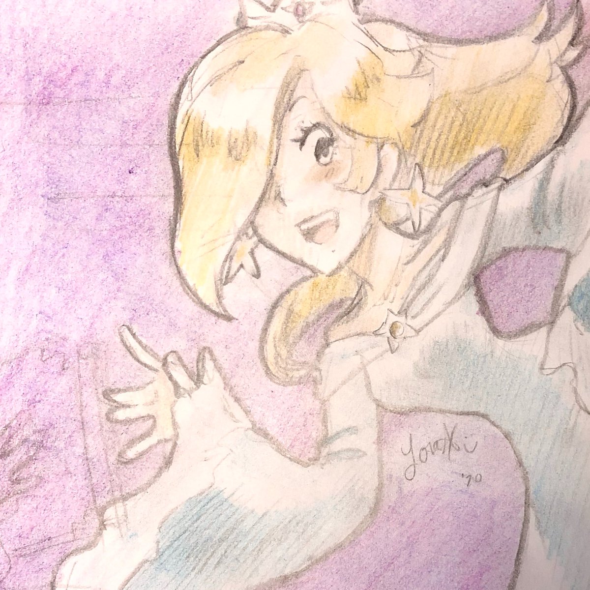 NintendoKiddo64's tweet photo. I see that Rosalina is trending?? I will share some old art with you lovely people 💜✨
#Rosalina #traditionalart #fanart https://t.co/SYozvW70B4