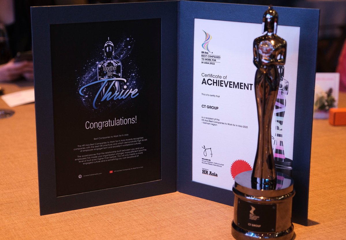 AimasterCtgroup's tweet photo. [English below]
🎉 CT GROUP ĐƯỢC HR ASIA AWARDS 2022 VINH DANH LÀ "NƠI LÀM VIỆC TỐT NHẤT CHÂU Á" 🎉
--
🎉CT group was honored by HR ASIA AWARDS 2022 as a "BEST COMPANIES TO WORK FOR IN ASIA"🎉
#CTGroup #NơilàmviệctốtnhấtchâuÁ2022 #HRAsiaAward2022 https://t.co/I6ISw73fPQ