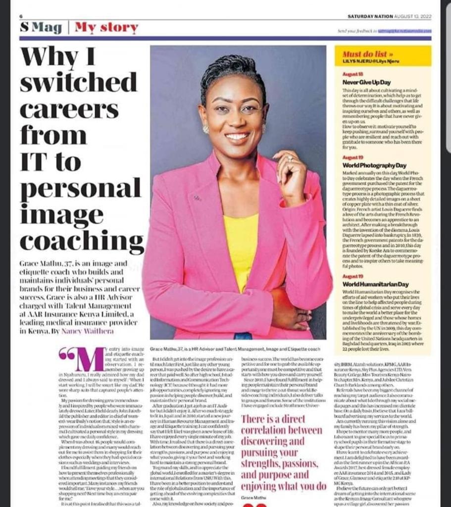 Totally humbled to have my story featured on today's Nation newspaper. May it be an inspiration to someone.. Thank you Nancy Sheila for the opportunity.
Grab a copy of the Saturday Nation 😊
#saturdaynation 
#mystory 
#purposedrivenlife