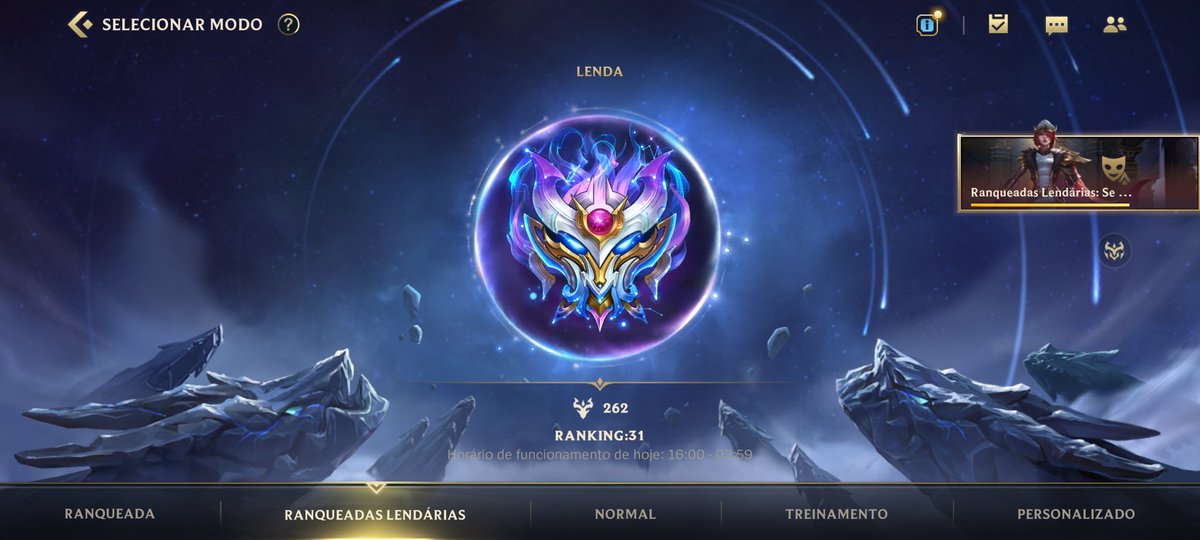 ChouhenWR's tweet photo. Basicamente o time que estava até o momento resolveu migrar pro hok, então estou F/A de novo para baron Lane:

-No momento estou lenda top 31 do server na Lendária.
-Joguei o wild tour passando pela xis https://t.co/ICIGPCcx3L