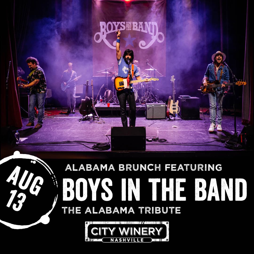 DividedSkyEnt's tweet photo. Spend your Saturday #NashvilleBrunch with @BoysInTheBandAL at @CityWineryNSH on Aug. 13th! Doors at 11am, show at noon. #nashville #citywinery #citywinerynashville #boysintheband #alabamatribute https://t.co/z5tdmEv4Bt
