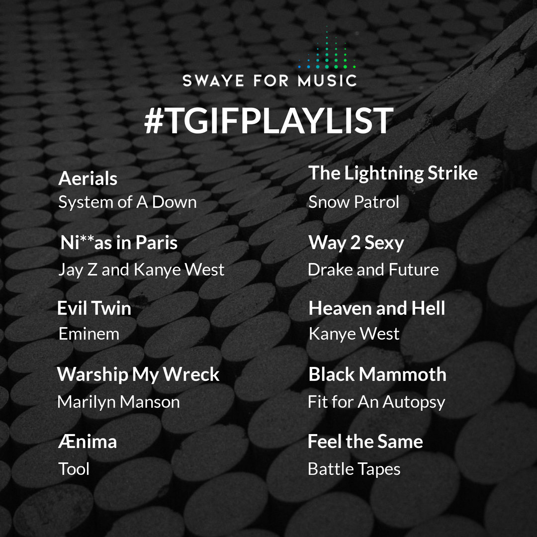 SwayeforMusic's tweet photo. Enjoy your weekend with a Swaye for Music #TGIFPlaylist created by our Swaye Team Member Isaiah.
Listen via YouTube Music: https://t.co/uT2dyunIgh
#fanlove #playlist #swaye #music #tgif #musicians #musiclover https://t.co/A68sfpyhTv