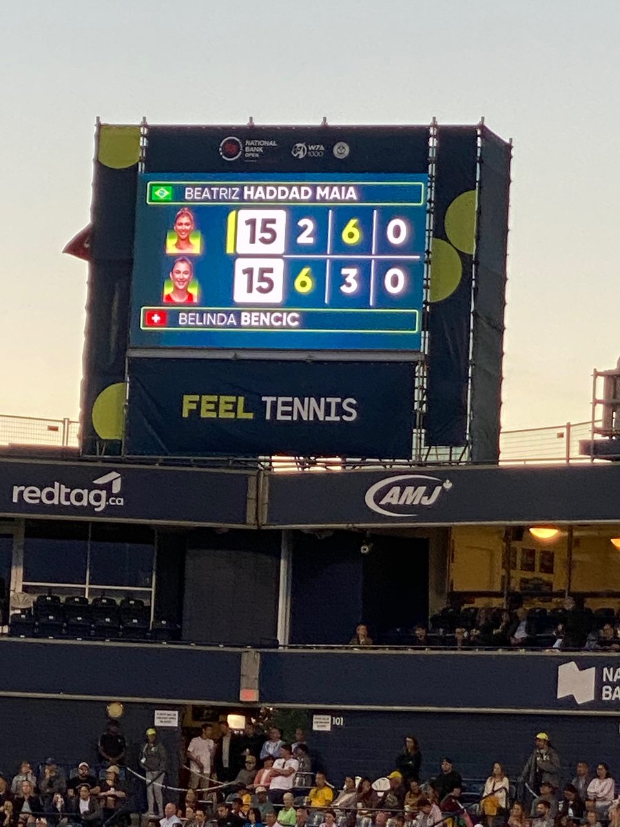 PNeerja's tweet photo. Neck to Neck #NBTO #CanadianOpen TO, Belinda Bencic vs Beatriz Haddad Maia Quarter Finals https://t.co/74fh9YYITF