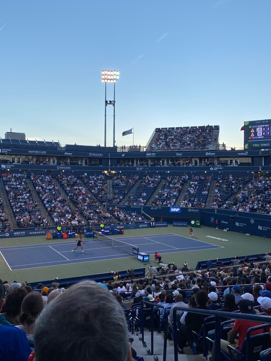 PNeerja's tweet photo. Neck to Neck #NBTO #CanadianOpen TO, Belinda Bencic vs Beatriz Haddad Maia Quarter Finals https://t.co/74fh9YYITF